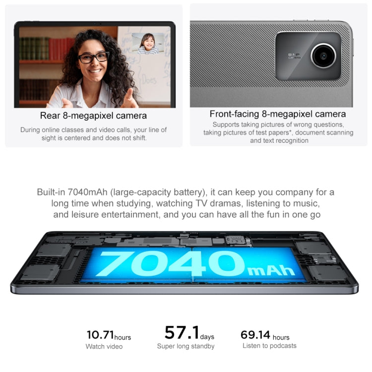 Lenovo Xiaoxin Pad 2024 페이퍼라이크 스크린 학습 버전 11인치 WiFi 태블릿, 안드로이드 13, Qualcomm Snapdragon 685 옥타 코어, 얼굴 인식 지원, 학습 버전