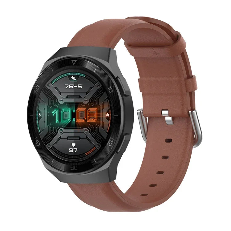 22mm 가죽 스트랩 라운드 테일 버클, 틱워치 프로 2020용, 화웨이 워치 GT2E용, 삼성 갤럭시 워치 3 45mm용