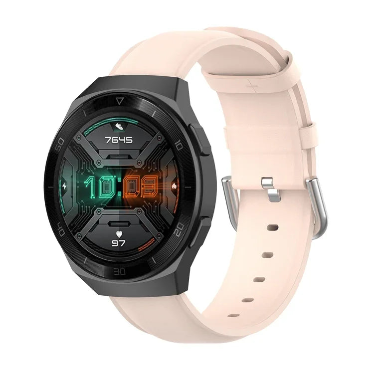 22mm 가죽 스트랩 라운드 테일 버클, 틱워치 프로 2020용, 화웨이 워치 GT2E용, 삼성 갤럭시 워치 3 45mm용