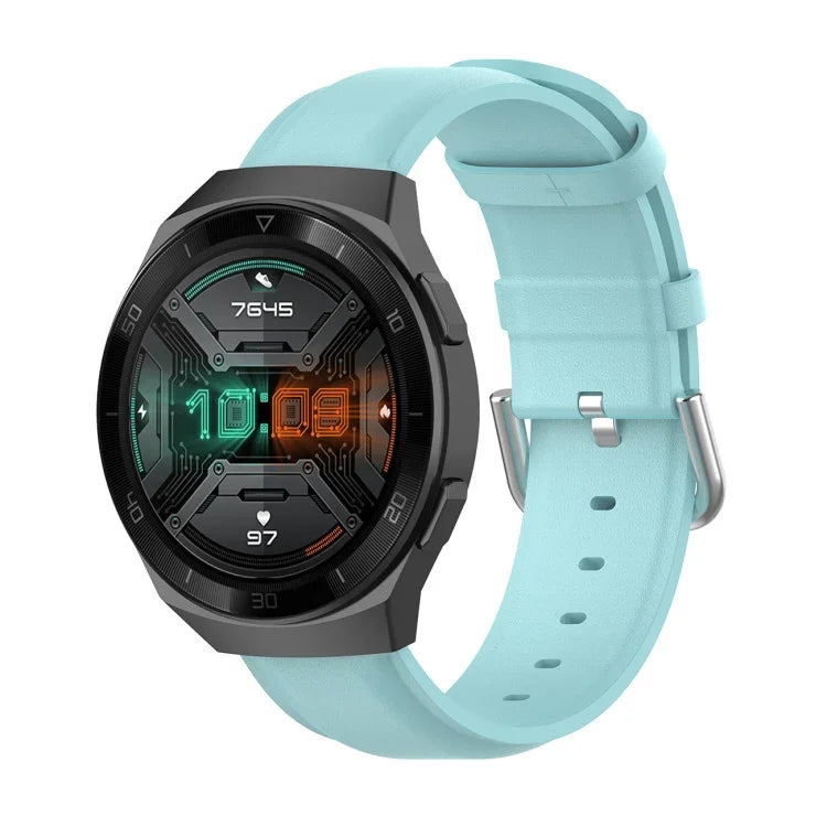 22mm 가죽 스트랩 라운드 테일 버클, 틱워치 프로 2020용, 화웨이 워치 GT2E용, 삼성 갤럭시 워치 3 45mm용