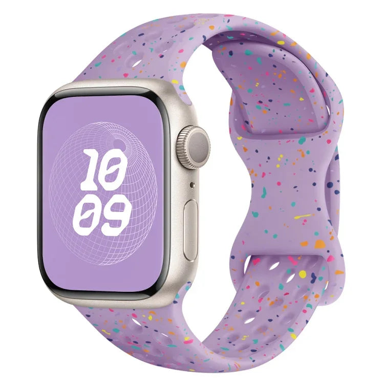 홀 스타일 버터플라이 버클 카모플라주 실리콘 시계줄, 애플 워치 시리즈 4 44mm용, 애플 워치 시리즈 4 40mm용, 애플 워치 시리즈 3 38mm용, 애플 워치 시리즈 3 42mm용
