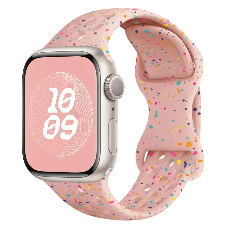 홀 스타일 버터플라이 버클 카모플라주 실리콘 시계줄, 애플 워치 시리즈 4 44mm용, 애플 워치 시리즈 4 40mm용, 애플 워치 시리즈 3 38mm용, 애플 워치 시리즈 3 42mm용