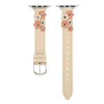 Stitched Flower Leather Watch Band, For Apple Watch Series 5 44mm, For Apple Watch Series 5 40mm, For Apple Watch Series 4 44mm, For Apple Watch Series 4 40mm, For Apple Watch Series 3 38mm, For Apple Watch Series 3 42mm, For Apple Watch Series 2 42mm ...