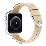Stitched Flower Leather Watch Band, For Apple Watch Series 5 44mm, For Apple Watch Series 5 40mm, For Apple Watch Series 4 44mm, For Apple Watch Series 4 40mm, For Apple Watch Series 3 38mm, For Apple Watch Series 3 42mm, For Apple Watch Series 2 42mm ...