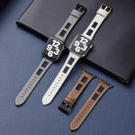 Mesh Calfskin Genuine Leather Watch Band, For Apple Watch Series 8 41mm, For Apple Watch Series 8 45mm, For Apple Watch SE 2022 40mm, For Apple Watch SE 2022 44mm, For Apple Watch Series 7 41mm, For Apple Watch Series 7 45mm