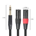 TC145YXK108RE-10 6.35mm 1/4 TRS 수컷 to 듀얼 XLR 수컷 오디오 케이블, 1m, 2m, 3m