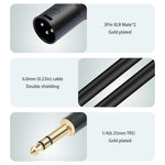 TC145YXK108RE-10 6.35mm 1/4 TRS 수컷 to 듀얼 XLR 수컷 오디오 케이블, 1m, 2m, 3m