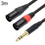 TC145YXK108RE-10 6.35mm 1/4 TRS 수컷 to 듀얼 XLR 수컷 오디오 케이블, 1m, 2m, 3m