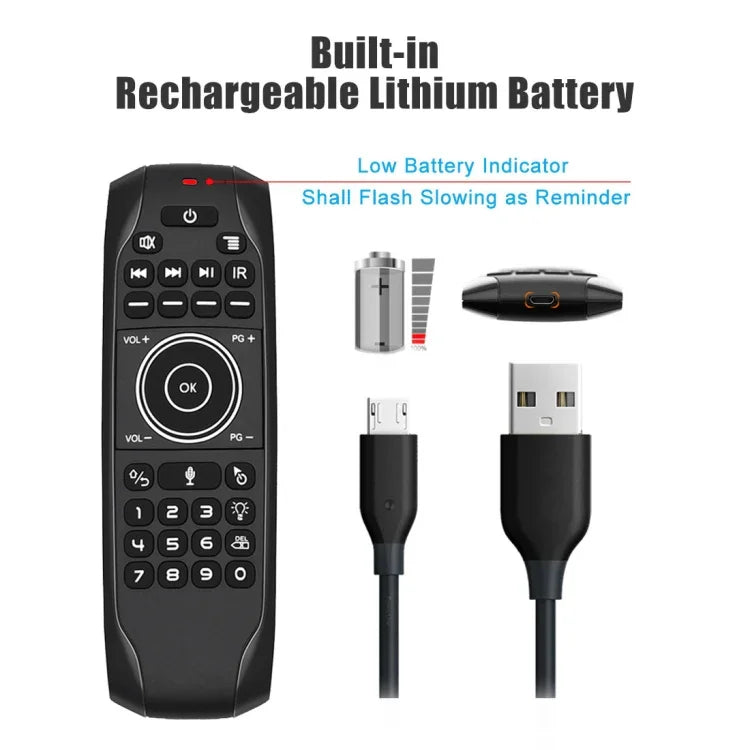 G7V Pro 2.4GHz Fly Air Mouse LED Backlight Wireless Keyboard Remote Control with Gyroscope for Android TV Box / PC, Support Intelligent Voice