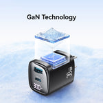 USAMS CC230 30W USB+USB-C / 타입-C 듀얼 포트 GaN 디지털 디스플레이 충전기, 사양: US 플러그, CC230