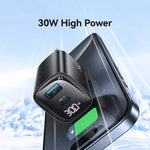 USAMS CC230 30W USB+USB-C / 타입-C 듀얼 포트 GaN 디지털 디스플레이 충전기, 사양: US 플러그, CC230