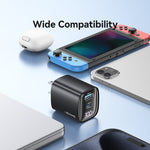 USAMS CC230 30W USB+USB-C / 타입-C 듀얼 포트 GaN 디지털 디스플레이 충전기, 사양: US 플러그, CC230