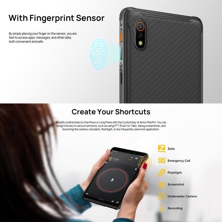 Ulefone Armor Pad Pro 러기드 태블릿 PC, 8인치 Android 13 MediaTek MT8788 옥타 코어 4G 네트워크, EU 플러그, Armor Pad Pro