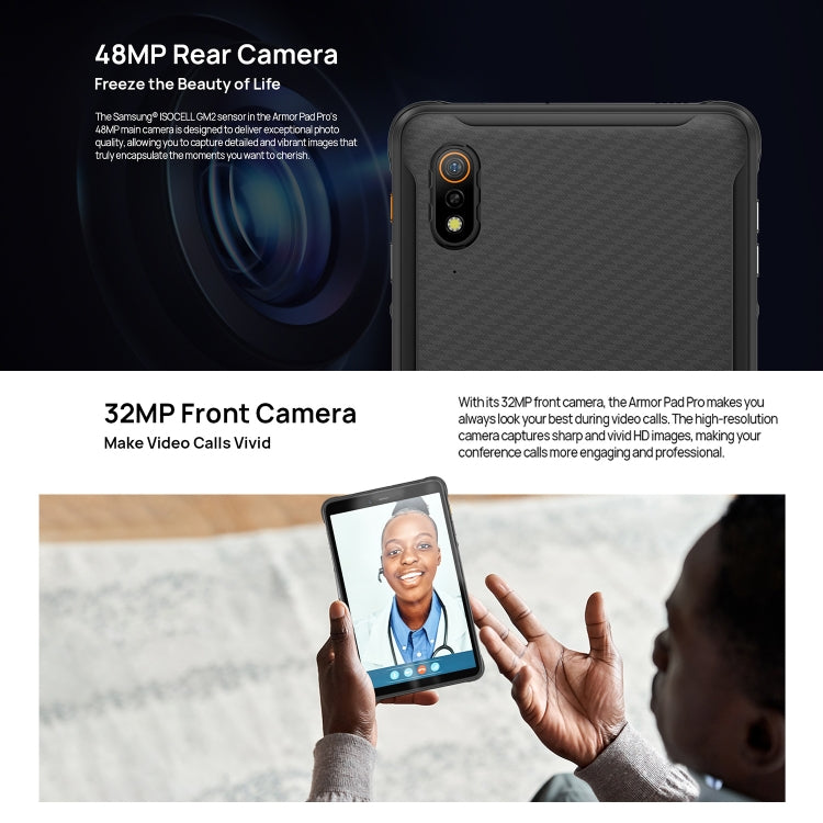 Ulefone Armor Pad Pro 러기드 태블릿 PC, 8인치 Android 13 MediaTek MT8788 옥타 코어 4G 네트워크, EU 플러그, Armor Pad Pro