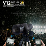 V12 2K WiFi HD 망원경 접안렌즈 야외 휴대용 미러 카메라, V12