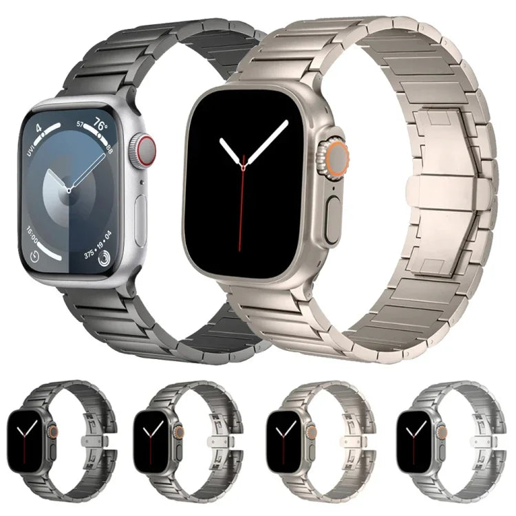 I자형 버터플라이 버클 티타늄 합금 시계줄, Apple Watch SE 2023 44mm용, Apple Watch Ultra 2 49mm용, Apple Watch 시리즈 9 45mm용, Apple Watch Ultra 49mm용, Apple Watch 시리즈 8 45mm용, Apple Watch SE 2022 44mm용...