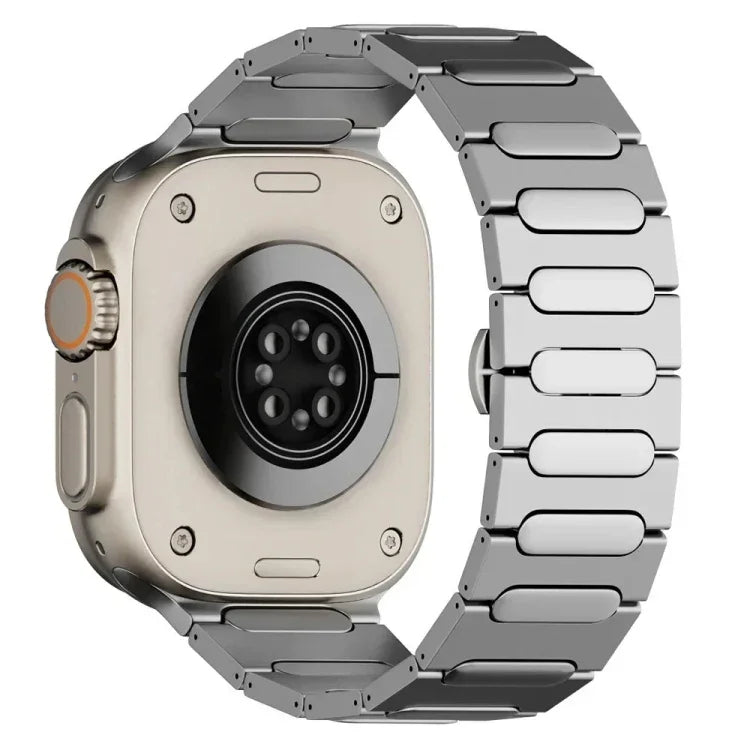 타원형 버터플라이 버클 티타늄 합금 시계줄, Apple Watch SE 2023 44mm용, Apple Watch Ultra 2 49mm용, Apple Watch 시리즈 9 45mm용, Apple Watch Ultra 49mm용, Apple Watch 시리즈 8 45mm용, Apple Watch SE 2022 44mm용...