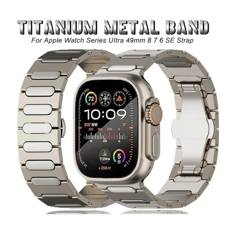 타원형 버터플라이 버클 티타늄 합금 시계줄, Apple Watch SE 2023 44mm용, Apple Watch Ultra 2 49mm용, Apple Watch 시리즈 9 45mm용, Apple Watch Ultra 49mm용, Apple Watch 시리즈 8 45mm용, Apple Watch SE 2022 44mm용...