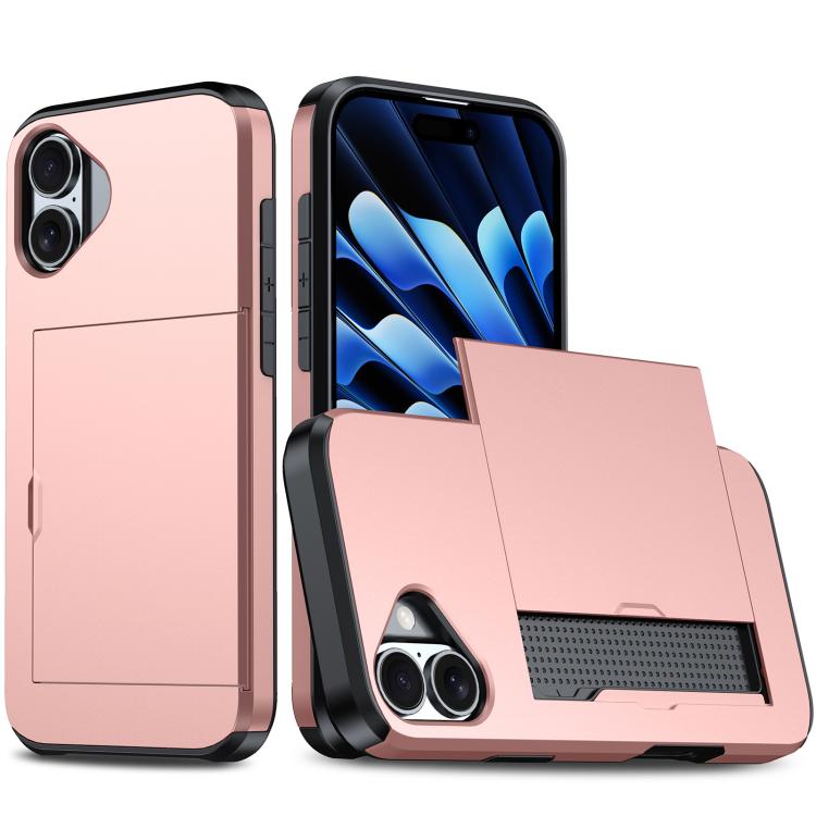 카드 슬롯이 있는 충격 방지 아머 휴대폰 케이스, iPhone 17e / 16e용, iPhone 17 Pro Max용, iPhone 17 Pro용, iPhone 17용