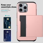 카드 슬롯이 있는 충격 방지 아머 휴대폰 케이스, iPhone 17e / 16e용, iPhone 17 Pro Max용, iPhone 17 Pro용, iPhone 17용