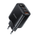 Yesido YC69 30W USB + 듀얼 USB-C / 타입-C 디지털 디스플레이 충전기, 사양: EU 플러그, YC69