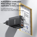 Yesido YC69 30W USB + 듀얼 USB-C / 타입-C 디지털 디스플레이 충전기, 사양: EU 플러그, YC69