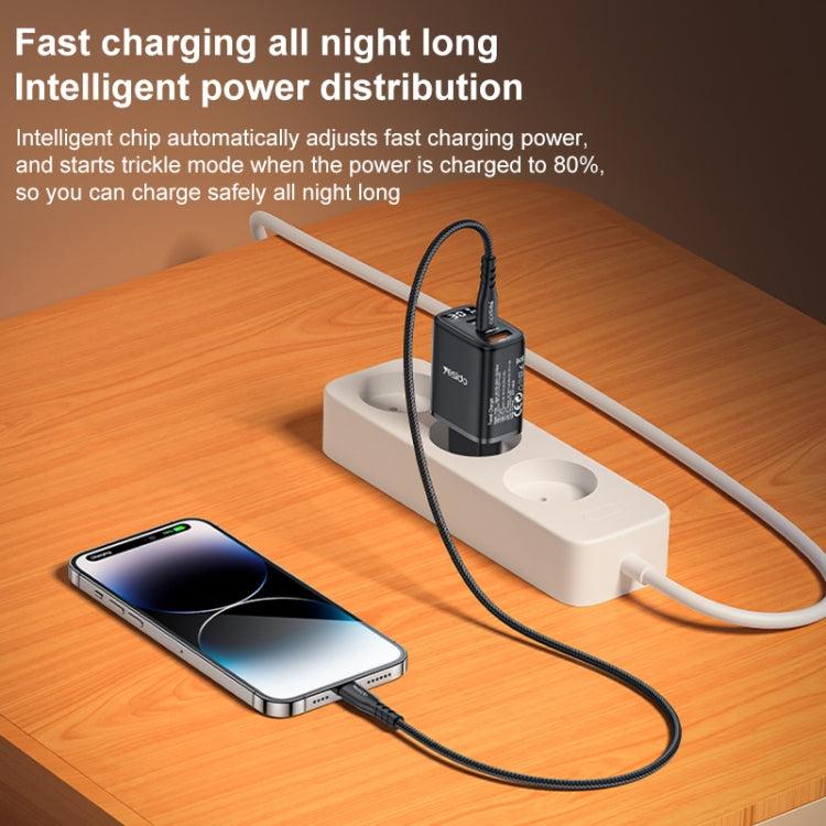 Yesido YC69 30W USB + 듀얼 USB-C / 타입-C 디지털 디스플레이 충전기, 사양: EU 플러그, YC69
