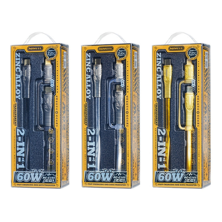REMAX RC-C165 프라임 1.2m 60W Type-C to Type-C + 8핀 꼬임 고속 충전 케이블, RC-C165