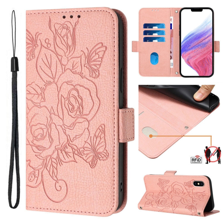엠보싱 장미 RFID 도난 방지 가죽 휴대폰 케이스, iPhone 11 Pro Max용, iPhone 11용, iPhone 11 Pro용, iPhone XS / X용, iPhone XR용, iPhone XS Max용, iPhone 8 Plus / 7 Plus용