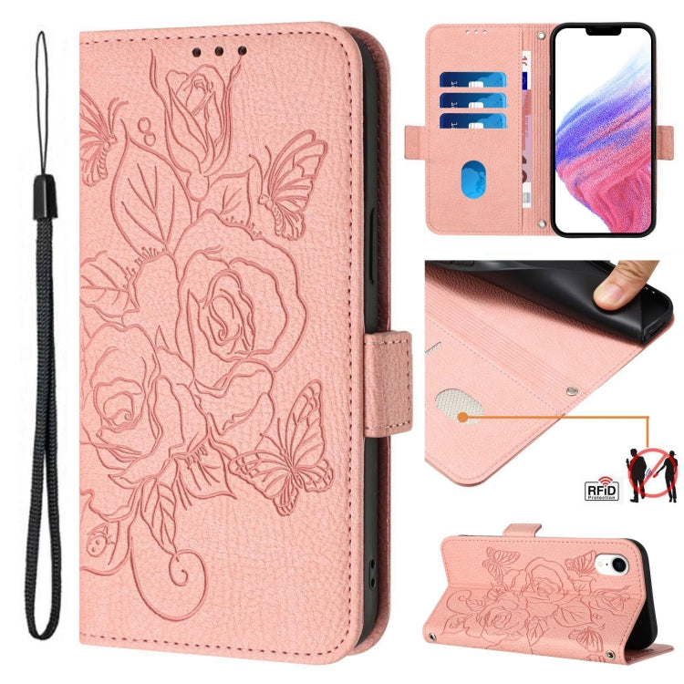엠보싱 장미 RFID 도난 방지 가죽 휴대폰 케이스, iPhone 11 Pro Max용, iPhone 11용, iPhone 11 Pro용, iPhone XS / X용, iPhone XR용, iPhone XS Max용, iPhone 8 Plus / 7 Plus용