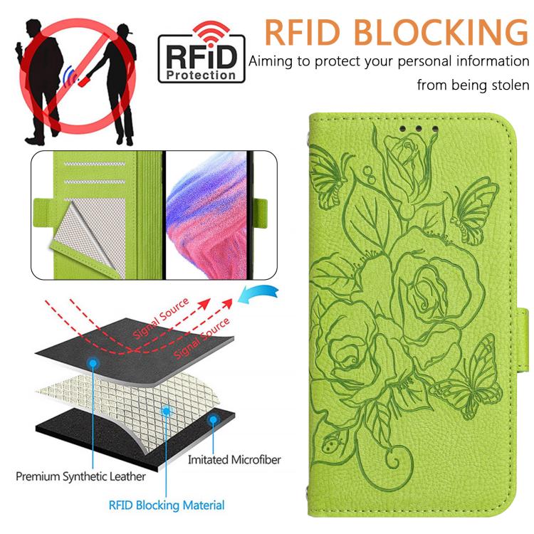 엠보스드 로즈 RFID 방범 가죽 폰 케이스, 아이폰 17 프로 맥스용, 아이폰 17 프로용, 아이폰 17용, 아이폰 에어용, 아이폰 SE 2024용, 아이폰 16 프로 맥스용, 아이폰 16 프로용, 아이폰 16 플러스용