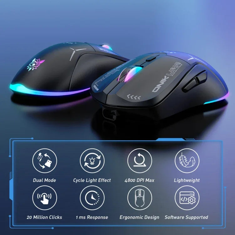 ONIKUMA CW917 RGB 4800DPI 듀얼 모드 유선 + 2.4GHz 무선 마우스, CW917 (블랙), CW917 (화이트)