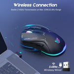 ONIKUMA CW917 RGB 4800DPI 듀얼 모드 유선 + 2.4GHz 무선 마우스, CW917 (블랙), CW917 (화이트)