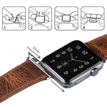 라운드 테일 레트로 크레이지 호스 텍스처 천연 가죽 교체용 시계줄, Apple Watch 5 & 4 44mm / 3 & 2 & 1 42mm용, Apple Watch 시리즈 7 41mm / 6 & SE & 5 & 4 40mm / 3 & 2 & 1 38mm용