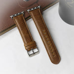 라운드 테일 레트로 크레이지 호스 텍스처 천연 가죽 교체용 시계줄, Apple Watch 5 & 4 44mm / 3 & 2 & 1 42mm용, Apple Watch 시리즈 7 41mm / 6 & SE & 5 & 4 40mm / 3 & 2 & 1 38mm용