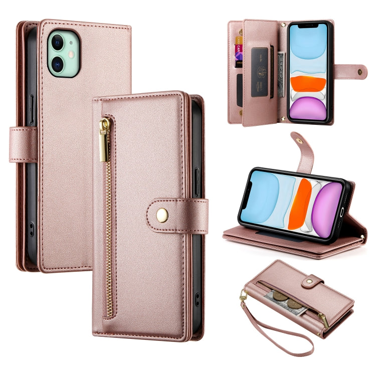 9개 카드 슬롯 지퍼 지갑 가죽 휴대폰 케이스, iPhone 11 Pro Max용, iPhone 11용, iPhone 11 Pro용