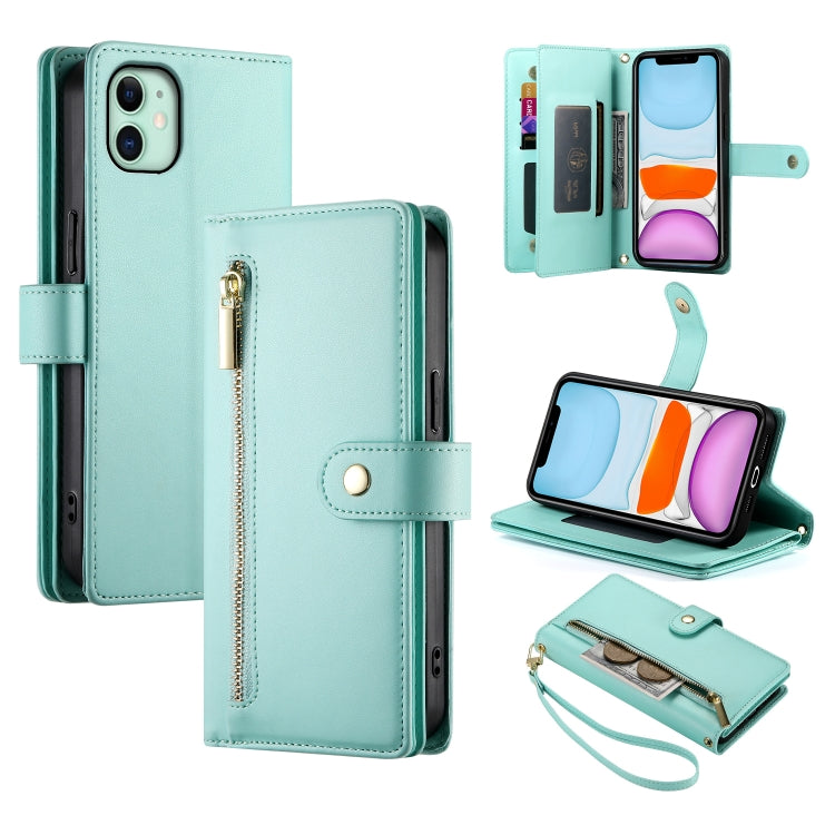 9개 카드 슬롯 지퍼 지갑 가죽 휴대폰 케이스, iPhone 11 Pro Max용, iPhone 11용, iPhone 11 Pro용