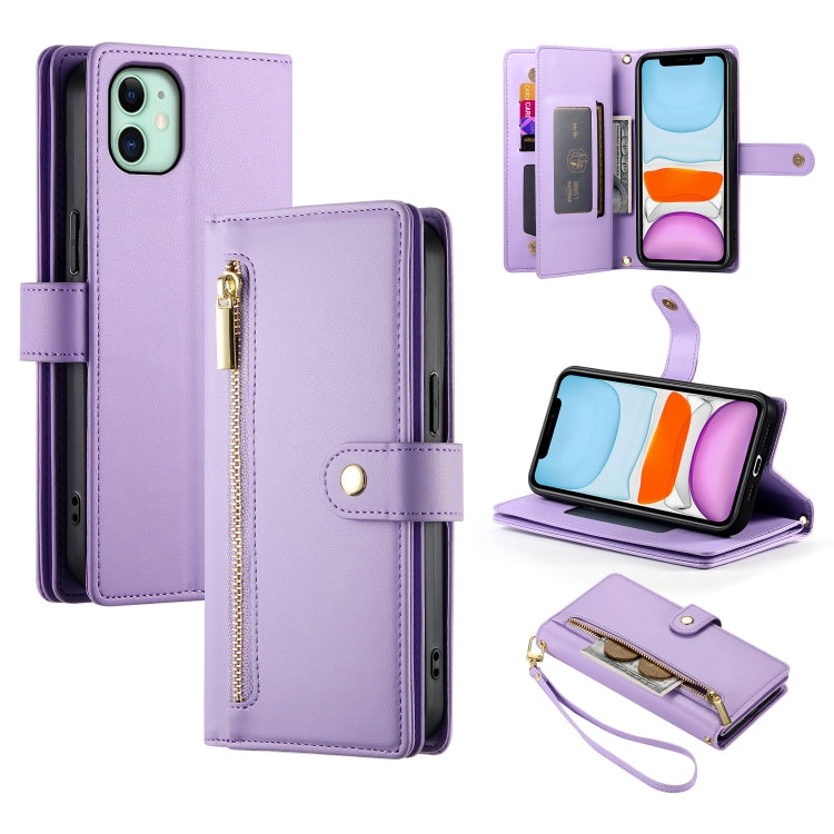 9개 카드 슬롯 지퍼 지갑 가죽 휴대폰 케이스, iPhone 11 Pro Max용, iPhone 11용, iPhone 11 Pro용