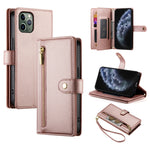 9개 카드 슬롯 지퍼 지갑 가죽 휴대폰 케이스, iPhone 11 Pro Max용, iPhone 11용, iPhone 11 Pro용