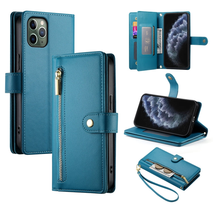 9개 카드 슬롯 지퍼 지갑 가죽 휴대폰 케이스, iPhone 11 Pro Max용, iPhone 11용, iPhone 11 Pro용