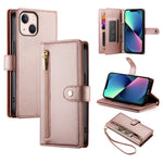 9개 카드 슬롯 지퍼 지갑 가죽 휴대폰 케이스, iPhone 14 Pro Max용, iPhone 13 Pro Max용, iPhone 13 Pro용, iPhone 13용, iPhone 13 mini용, iPhone 12 / 12 Pro용, iPhone 12 Pro Max용, iPhone 12 mini용