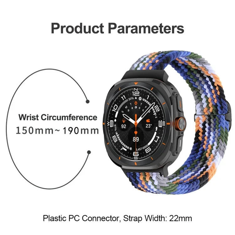 Slide Buckle Nylon Braided Watch Band, For Samsung Galaxy Watch Ultra 47mm / Ultra 2025