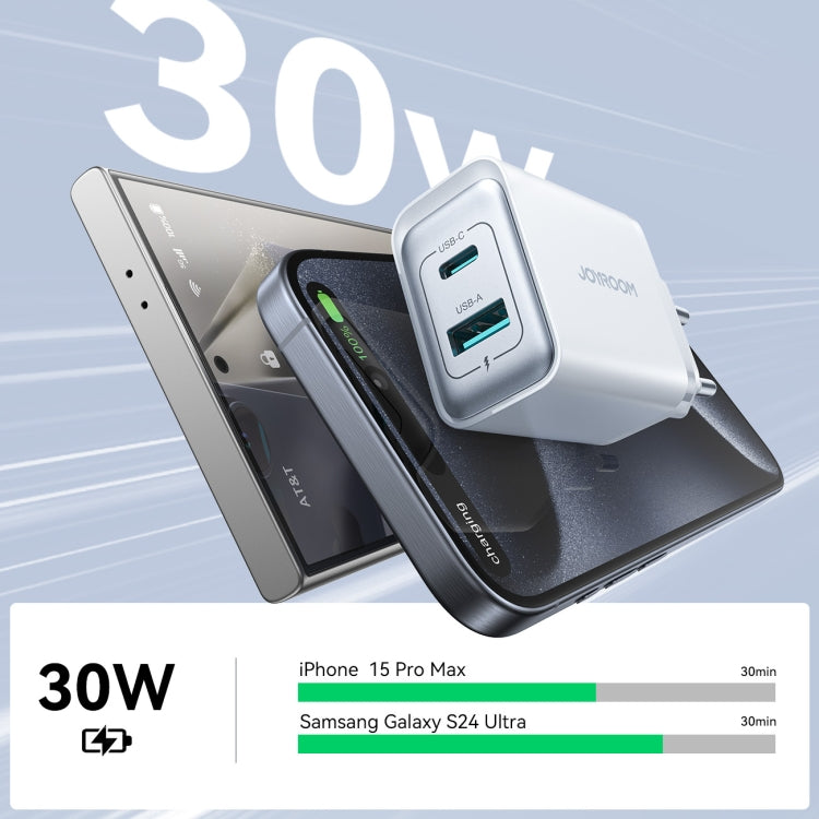 JOYROOM JR-TCF15 30W USB+USB-C / 타입-C 고속 충전기, EU 플러그, UK 플러그