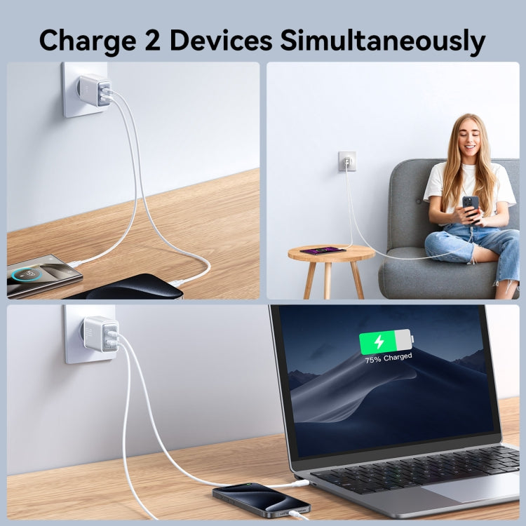 JOYROOM JR-TCF15 30W USB+USB-C / 타입-C 고속 충전기, EU 플러그, UK 플러그