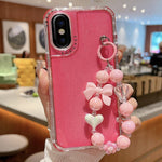 TPU + PC + 글리터 스팽글 풀 커버리지 휴대폰 케이스와 팔찌, iPhone 14 Pro용, iPhone 14 Pro Max용, iPhone 6 / 7 / 8 / SE 2020용, iPhone 13 Pro Max용, iPhone 13 Pro용, iPhone 13용, iPhone 12 / 12 Pro용, iPhone 12 Pro Max용