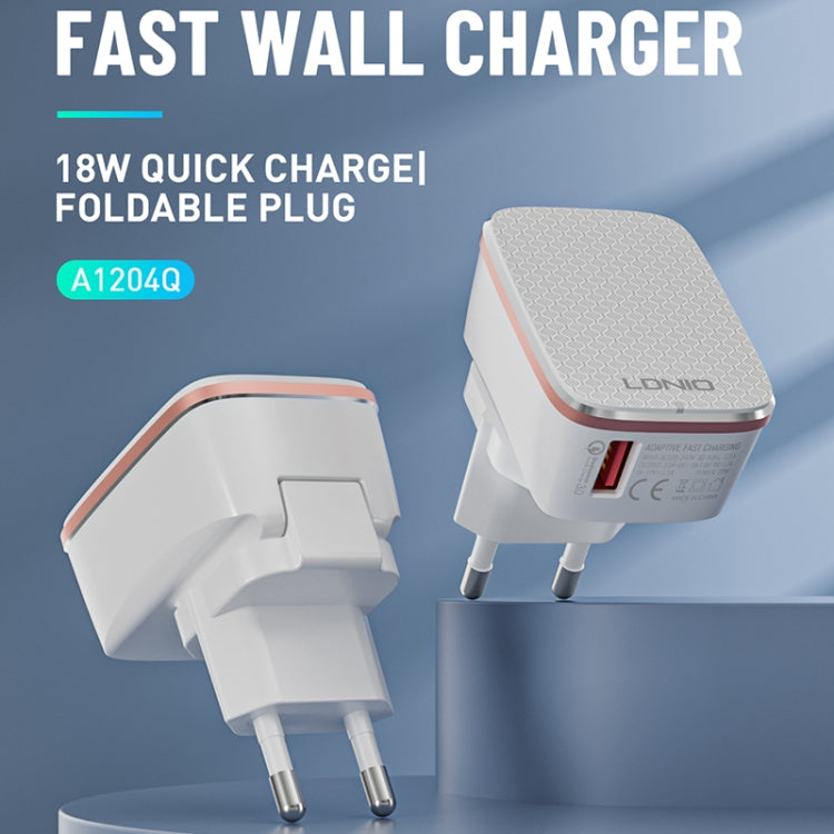 LDNIO A1204Q QC3.0 18W USB 고속 충전기 1m USB to 8핀 케이블 포함, EU 플러그, UK 플러그, US 플러그