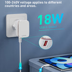 LDNIO A1204Q QC3.0 18W USB 고속 충전기 1m USB to 8핀 케이블 포함, EU 플러그, UK 플러그, US 플러그