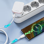 LDNIO A1204Q QC3.0 18W USB 고속 충전기 1m USB to 8핀 케이블 포함, EU 플러그, UK 플러그, US 플러그