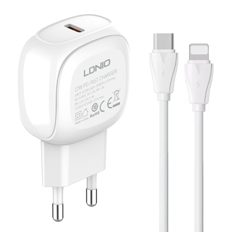 LDNIO A1206C PD27W USB-C / 타입-C 고속 충전기 1m 8핀 케이블 포함, EU 플러그