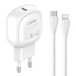 LDNIO A1206C PD27W USB-C / 타입-C 고속 충전기 1m 8핀 케이블 포함, EU 플러그